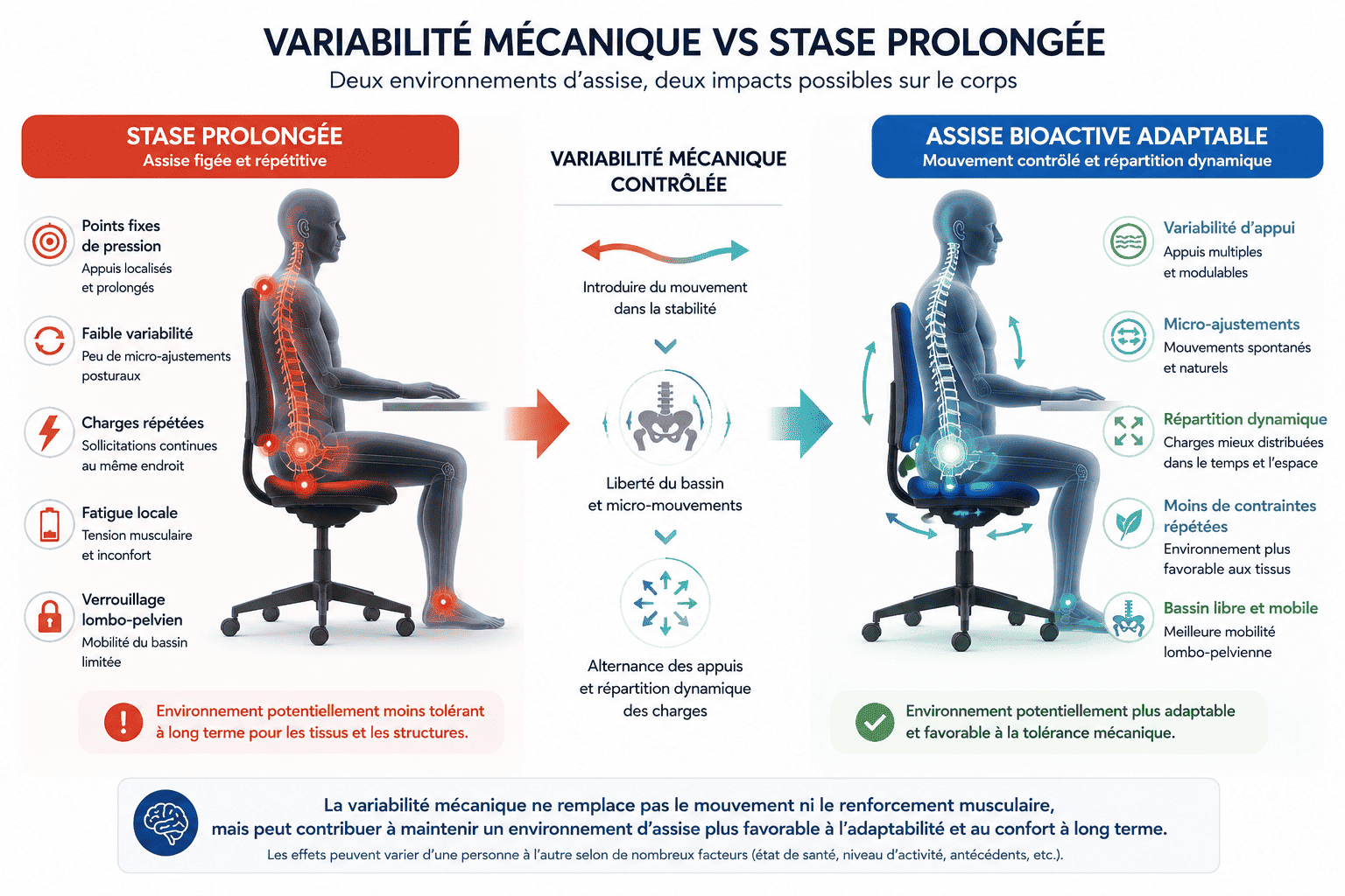 Comparaison entre stase posturale prolongée et variabilité mécanique contrôlée en position assise